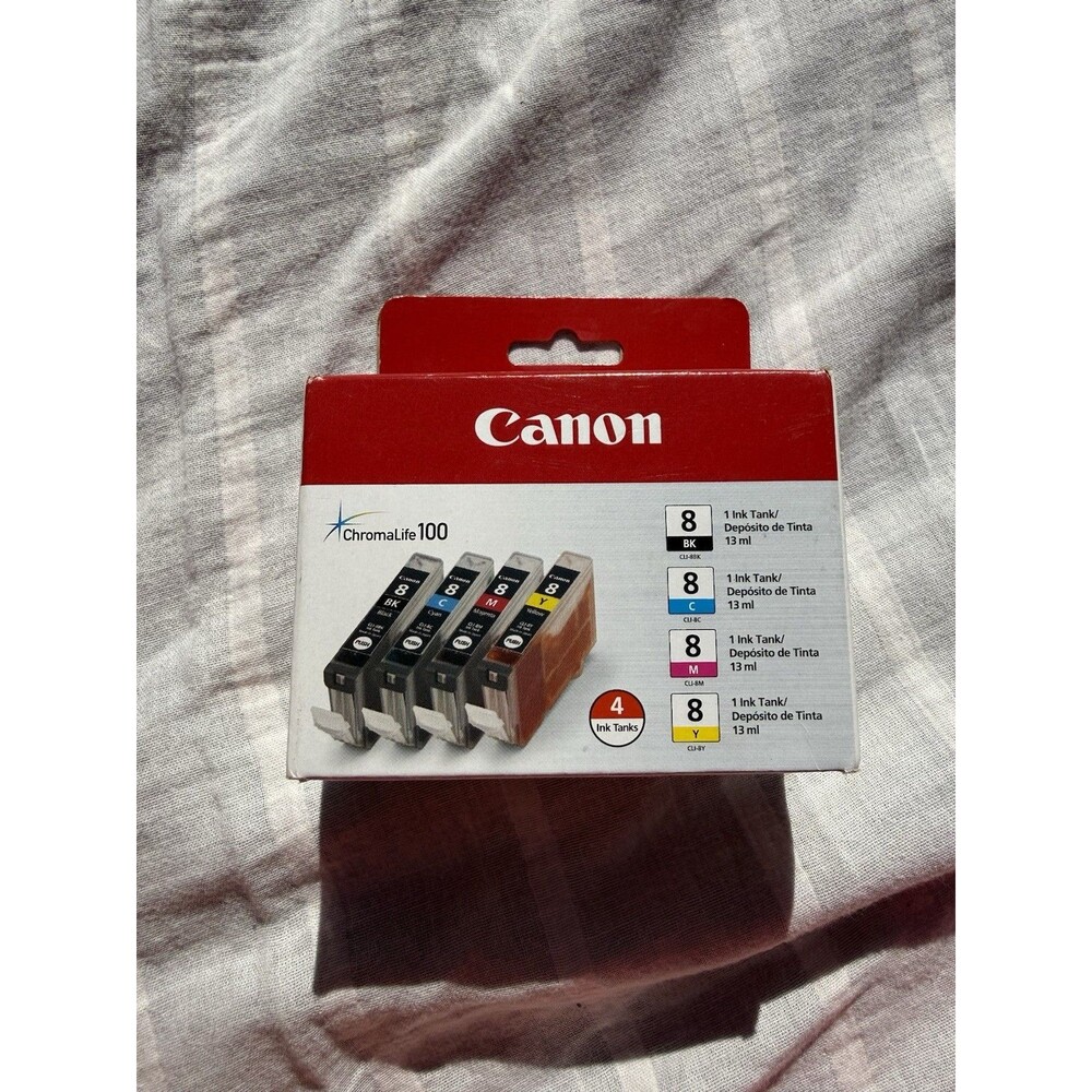 Canon CLI-8 Genuine OEM Ink 4 Pack BK C M Y ChromaLife100 PIXMA 0620B010